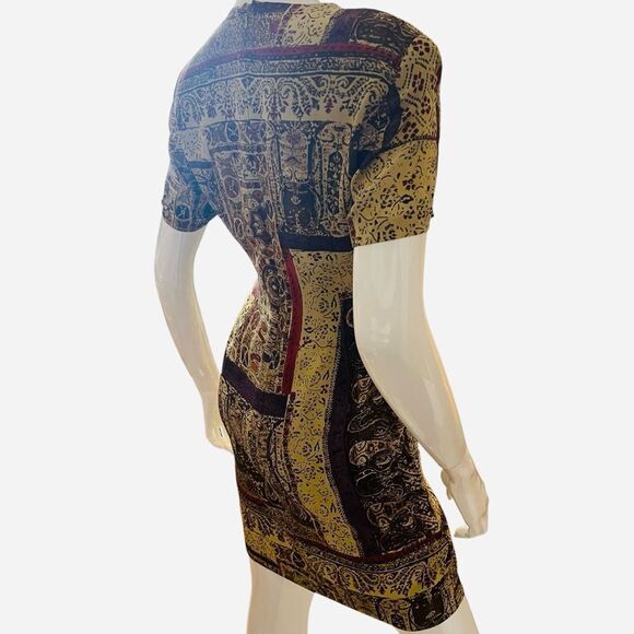 Vintage Elegant Multicolor Patterned 100% Silk Dress - Picture 4 of 6